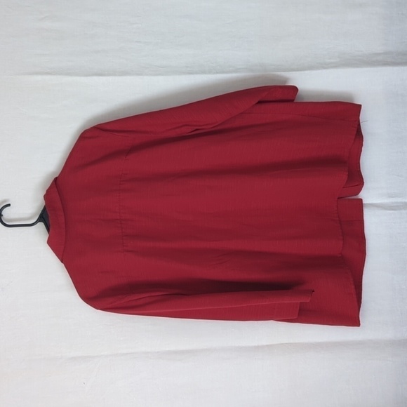 Alfred Dunner Red Metallic Gold Floral Beaded Button Up Layering Top Size 18W - Picture 8 of 8